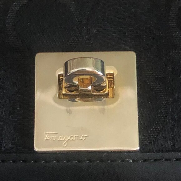 SALVATORE FERRAGAMO Trifold Wallet Gancini Canvas Leather Black - Picture 14 of 16